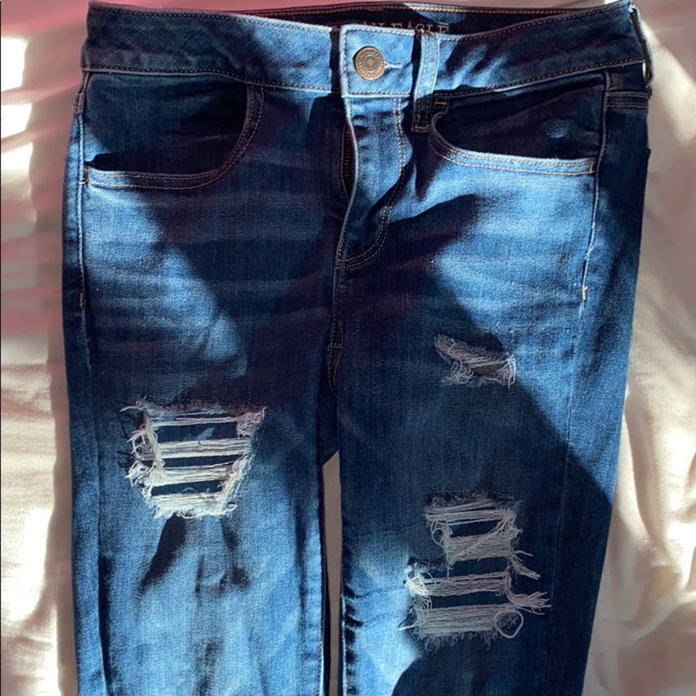 Dark Blue Ripped American Eagle Jeans